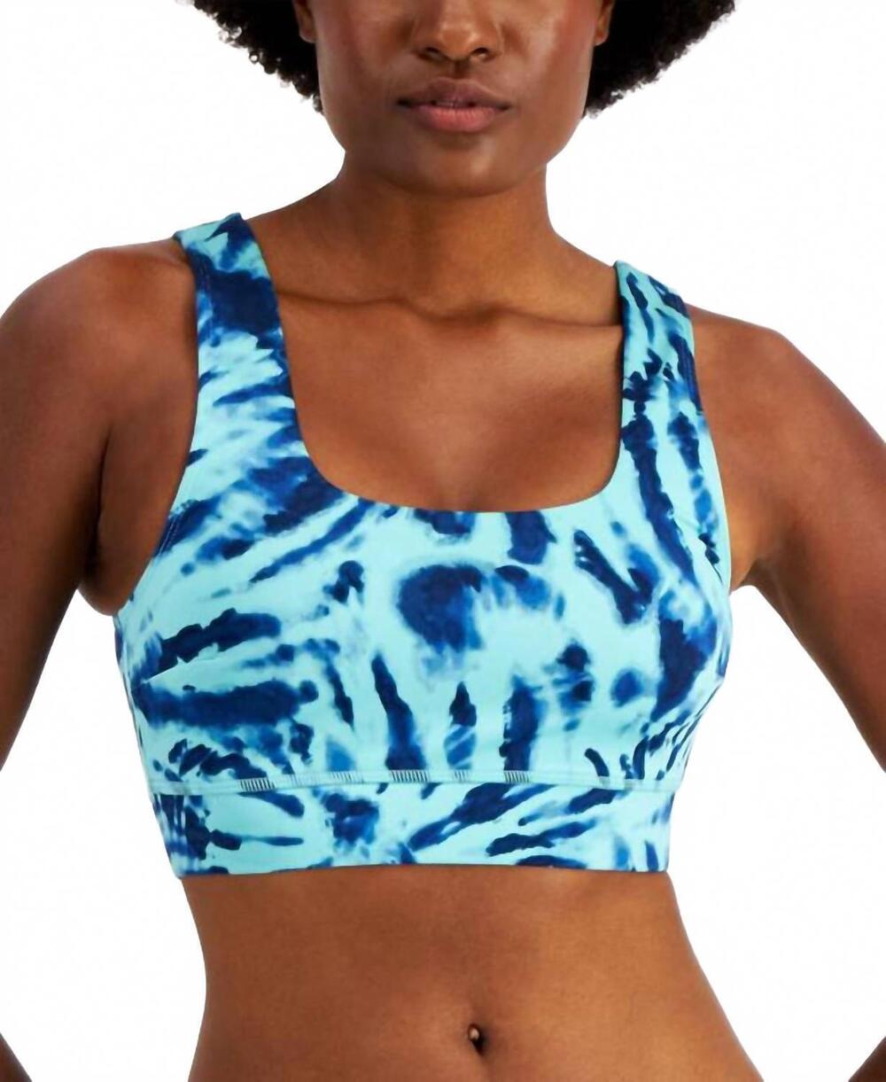 NEW JENNI BY JENNIFER MOORE square-neck bralette in tie dye burst aqua